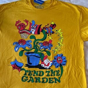 Market Vibrant Yellow Tee with Garden Graphic